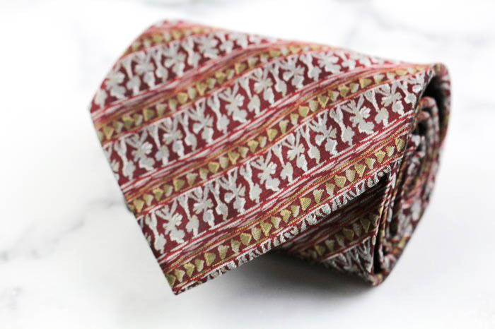 ヒロココシノ ブランド ネクタイ ワイドタイ 総柄 シルク 日本製 PO メンズ ボルドー HIROKO KOSHINO拍卖