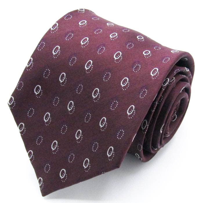 クリスチャン オラーニ ブランド ネクタイ ドット 小紋柄 パネル柄 シルク PO メンズ ワインレッド CHRISTIAN ORANI拍卖