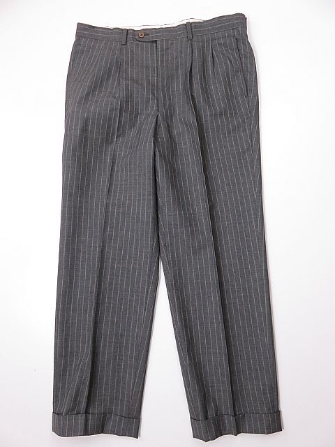 【送料無料】ミツミネ MITSUMINE スラックスパンツ 春秋冬 ピンストライプ グレー L拍卖