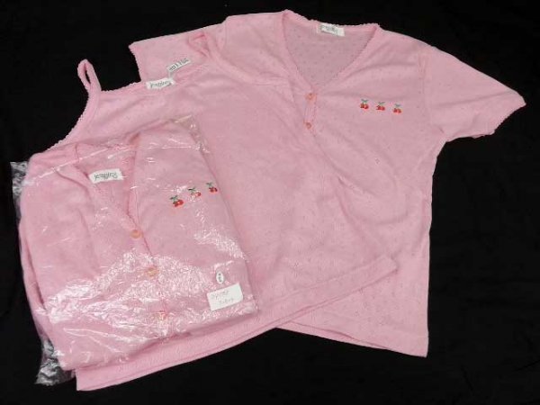 ap1758 ○送料無料 新品 jeaning ジーニング カットソー キャミソール アンサンブルセット サイズ150cm Vネック さくらんぼ 刺繍拍卖