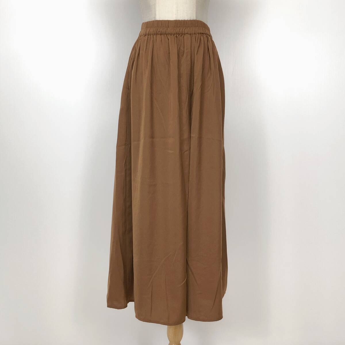 Y1105 chocol raffine robe レディース ボトムス ロング丈 薄手 ウエストゴム サイズF ブラウン 茶 シンプル かわいい カジュアル 春秋 拍卖