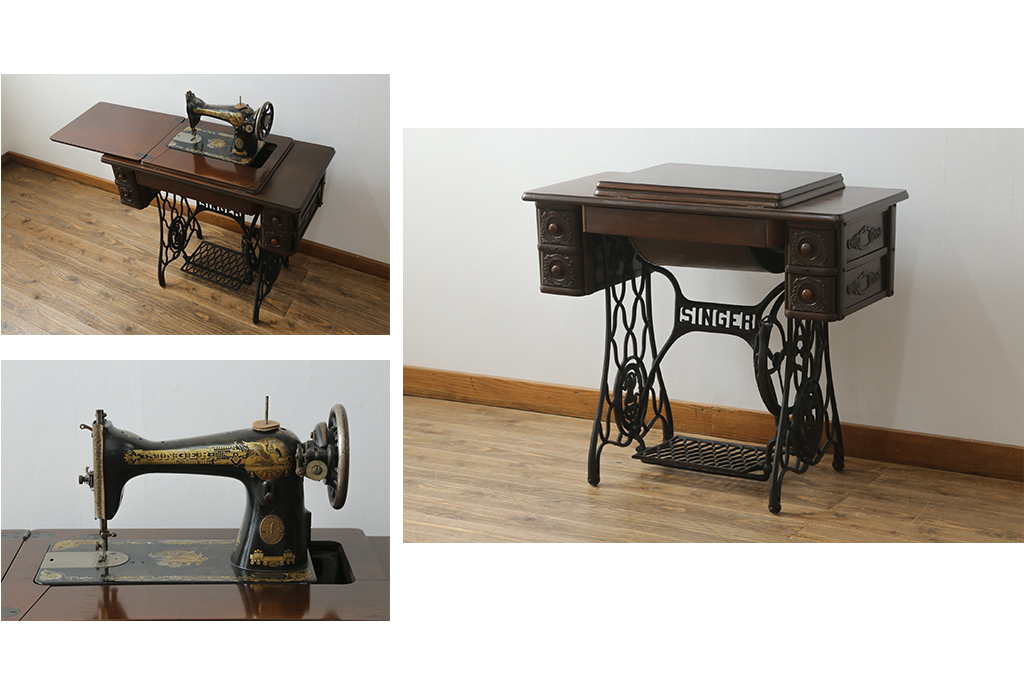 R-069450 ジャンク品 イギリスアンティーク SINGER(シンガー)社 足踏みミシン(シンガーミシン、ミシンテーブル、ミシン台、工業用ミシン)拍卖