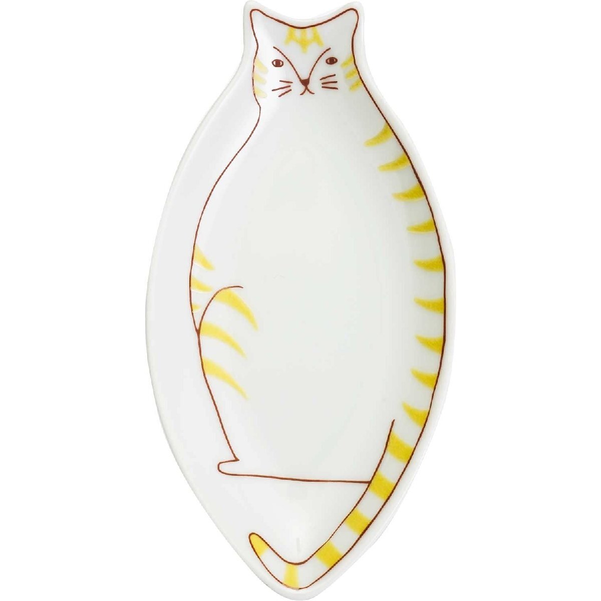 和食でも洋食でもすんなり馴染む小さいネコの 皿 イエロー 7.2×14×高さ1.7cm 取り皿としても和菓子やスイーツ お漬物や薬味拍卖