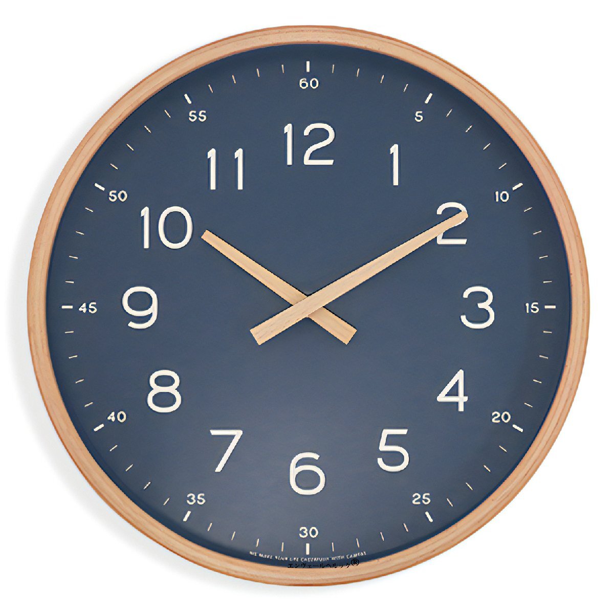 木製の針と曲木の温もりがある ウォールクロック ネイビー L 直径31cm 上質感あるシンプルなフレーム 北欧風 音がしない拍卖