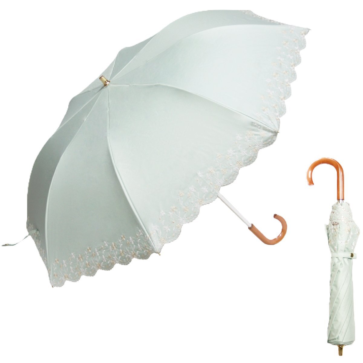 日焼け止め効果世界基準最大値 UPF50+ 遮熱 遮光 紫外線カット 折りたたみ傘 親骨50cm グリーン 防水加工 晴雨兼用 サッとたためる拍卖