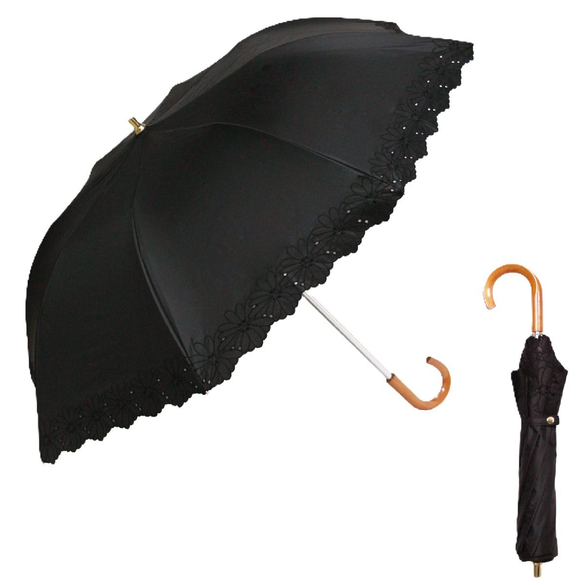 日焼け止め効果世界基準最大値 UPF50+ 遮熱 遮光 紫外線カット 折りたたみ傘 親骨50cm ブラック 防水加工 晴雨兼用 サッとたためる拍卖