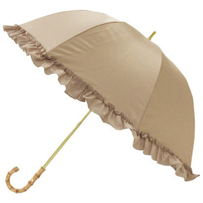 まるいシルエット 完全遮光 深張り 長傘 晴雨兼用 フリル アイスグレージュ 親骨50cm 広げたサイズ直径77cm コンパクト拍卖