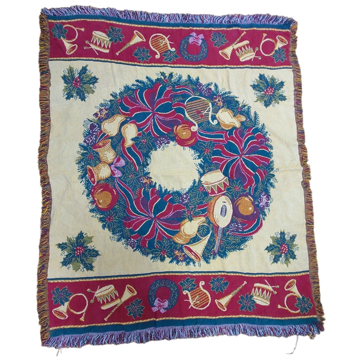 vintage ラグ カーペット、マルチカバー、クリスマス、オーナメント 572拍卖