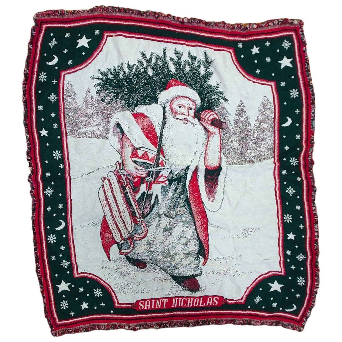 vintage ラグ カーペット、クリスマス、サンタクロース、ツリー 620拍卖