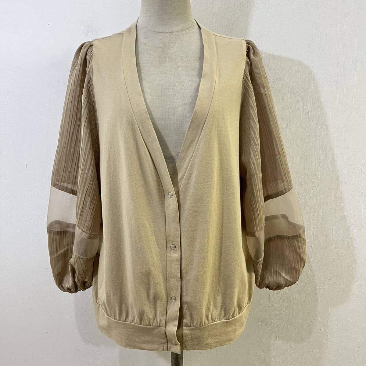 Lallia Mu デザインカーディガン プリーツカーディガン シアーカーディガン Vネック シースルー ラリアムー【レターパックプラス郵送可】J拍卖