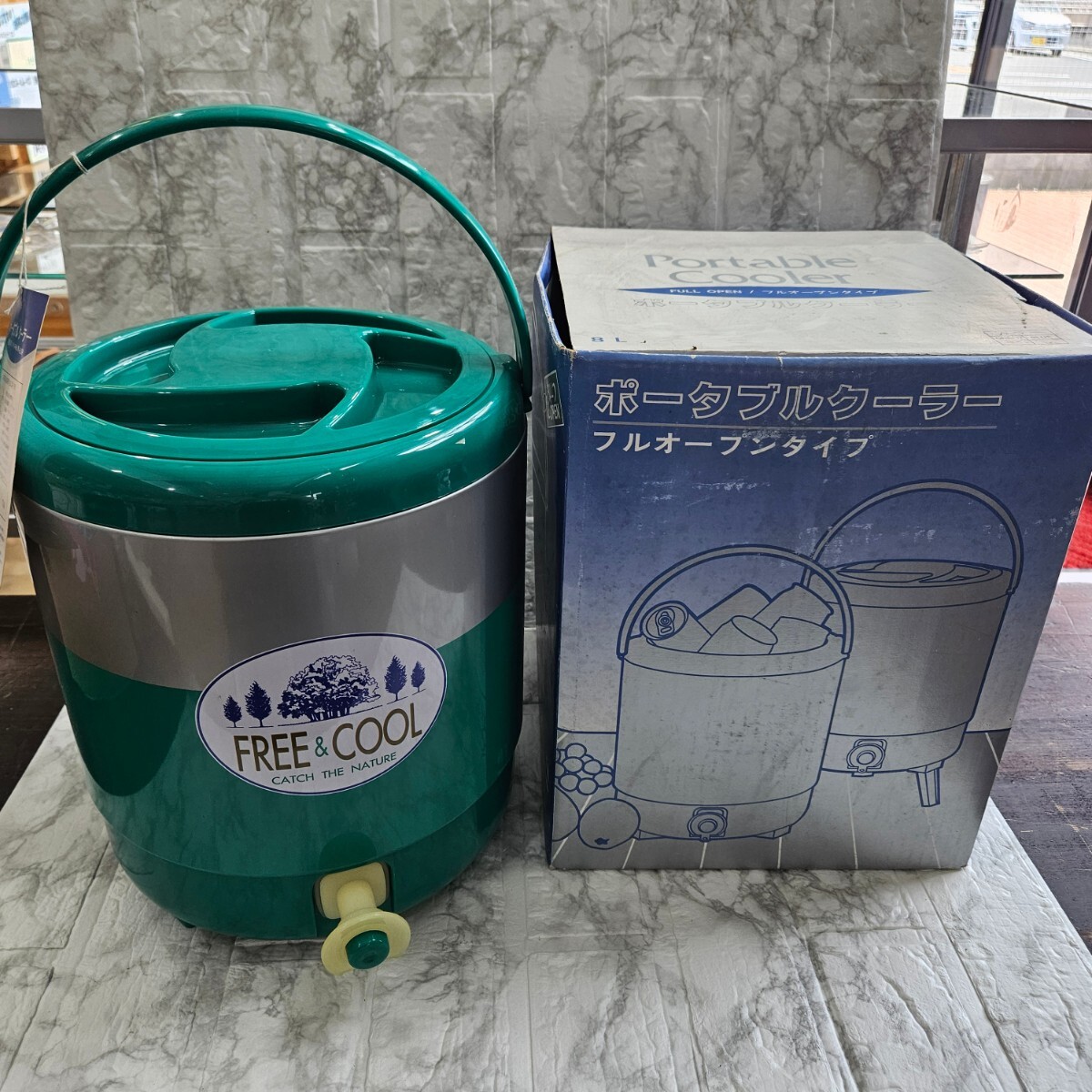 【未使用】 ポータブルクーラー フルオープンタイプ スポーツ アウトドア 8.0L グリーン コレクション拍卖