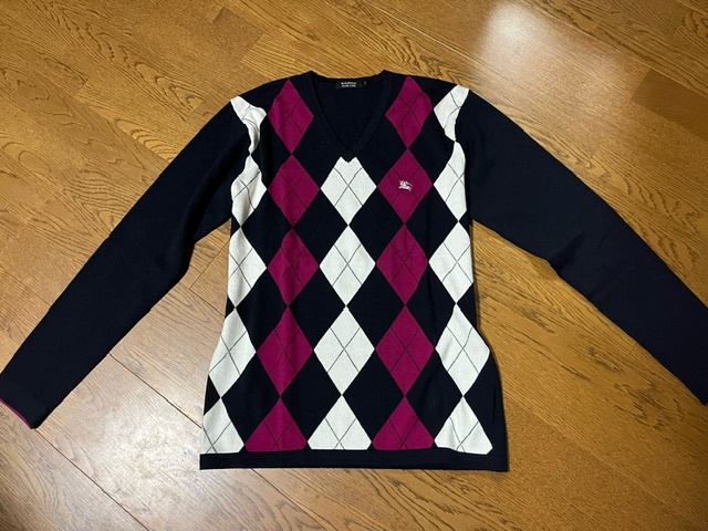 バーバリーブラックレーベル ニットアーガイル セーター b673拍卖
