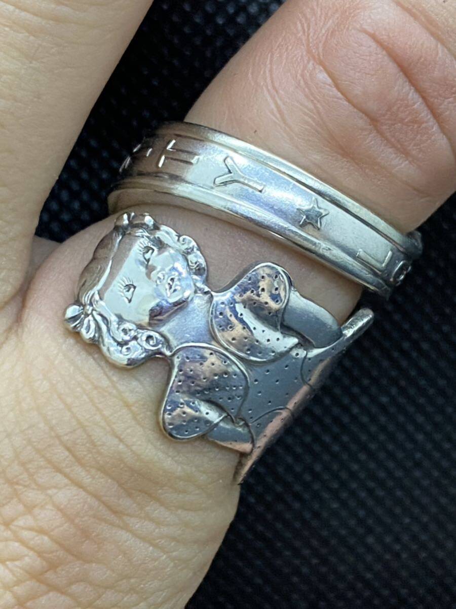 ヴィンテージ リング スプーンリング 18号 調節可 60s アメリカ ベティ・ルー 4805拍卖