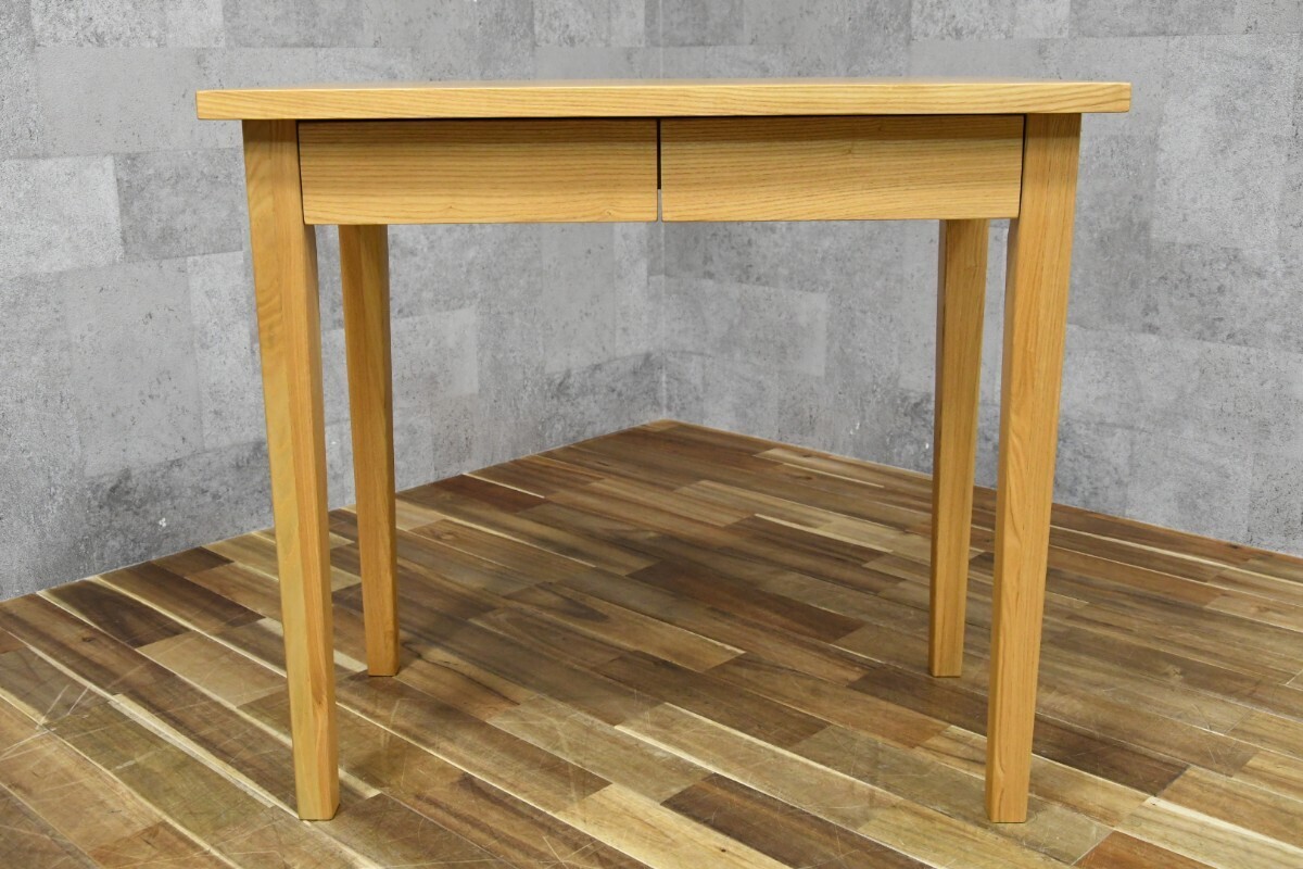 PB4EN139d 無印良品 MUJI デスク W80cm タモ材 学習机 コンソールテーブル パソコンデスク 引き出し付 ナチュラルモダン 勉強机 廃盤品拍卖