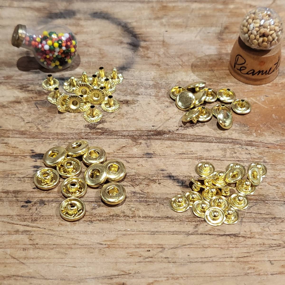 レザークラフト 真鍮 スナップボタン (頭8mm) 10個セット+予備1個セット拍卖