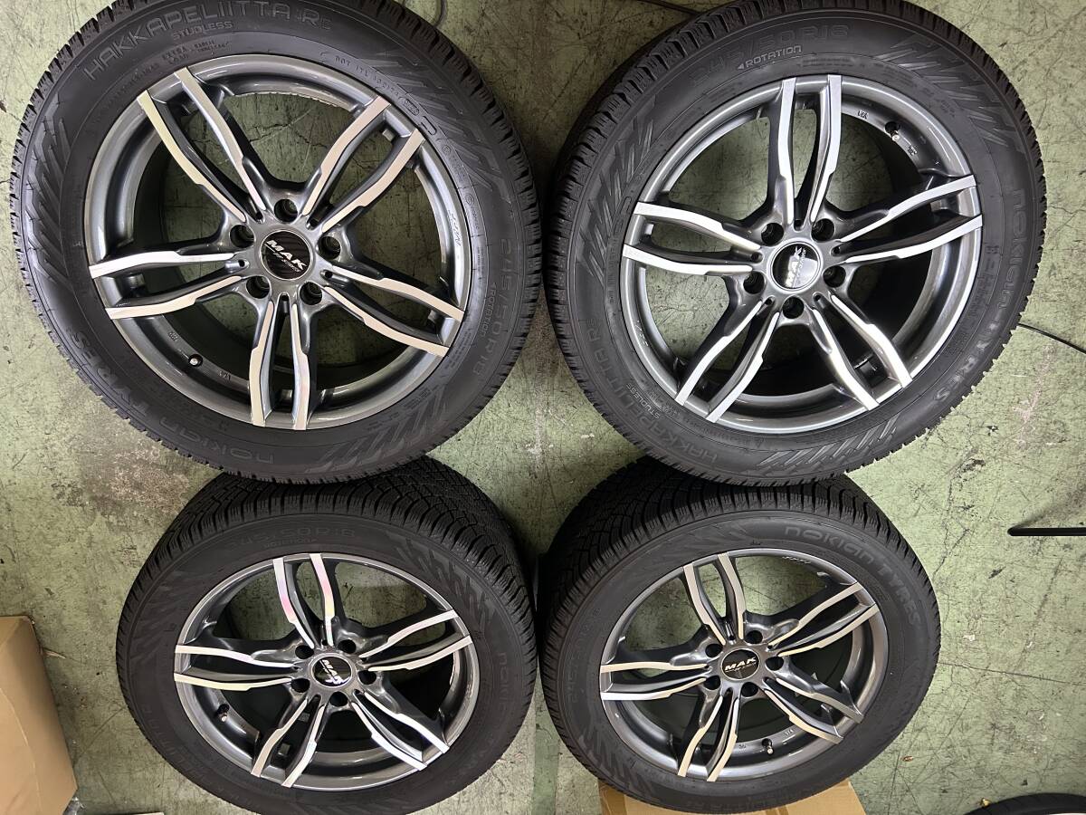 MAK ルフト FF FORGED 18インチ 8J+43 PCD120 5穴 BMW X4 X3 F25 F26 スタッドレス ノキアン ハッカペリッタ R5 245/50R18 4本 美品拍卖