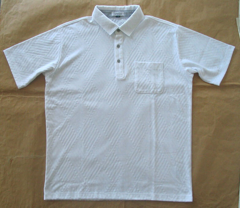 シンプルライフ 半袖ポロ 白 織柄 綿35%ポリ65% 抗菌防臭 LL 新品 拍卖
