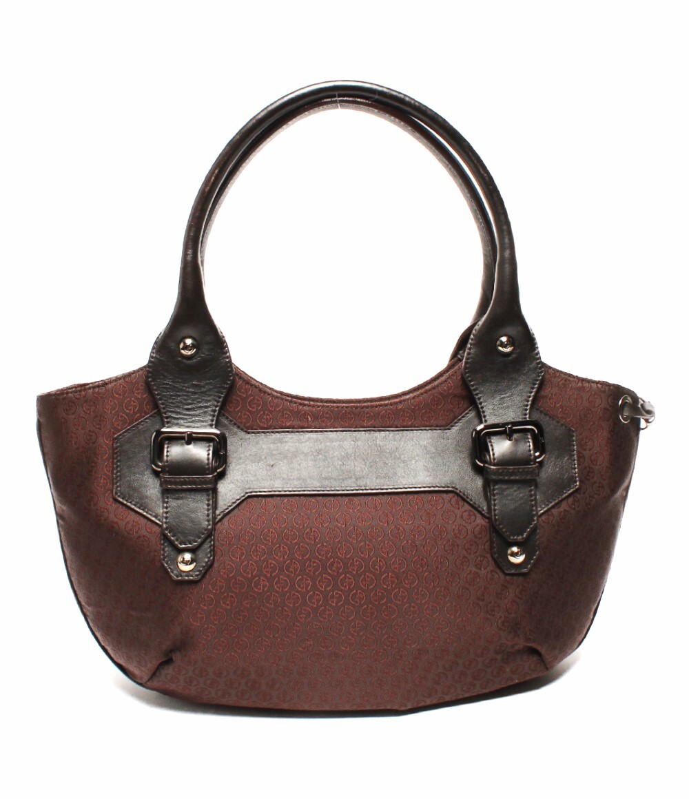 $ 美品 $ 希少■ ジョルジオアルマーニ ■ GIORGIO ARMANI■ ロゴ総柄×本革レザー製・ハンドバッグ■ チョコレート■イタリア製■送料無料拍卖