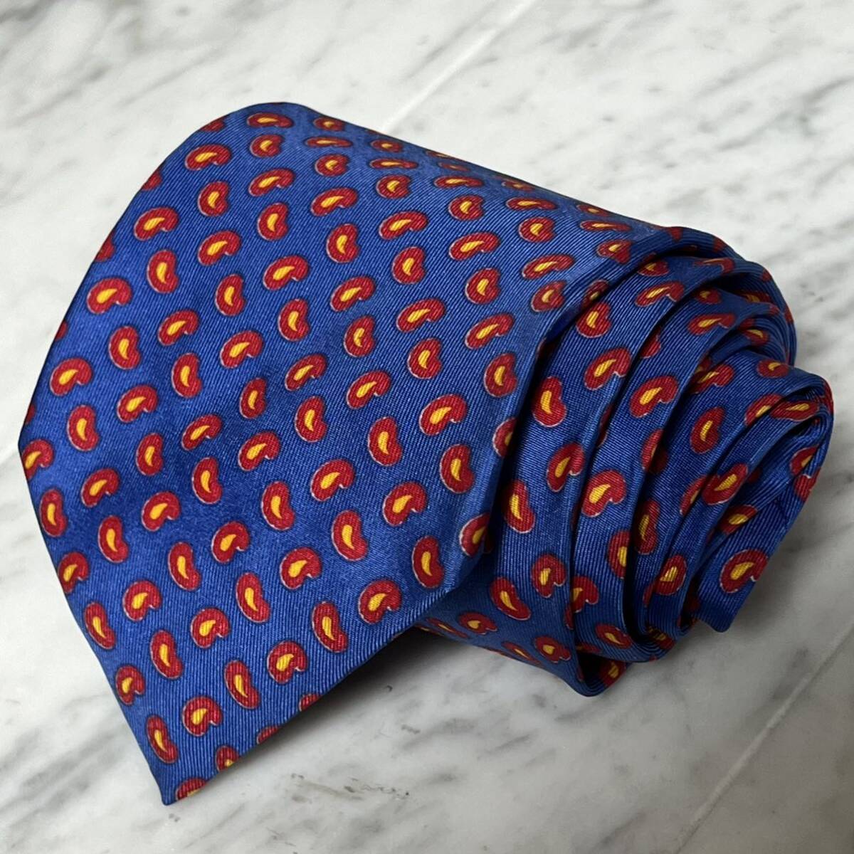 【美品】 999円~ GIANFRANCO FERRE ネクタイ ブルー系 ペイズリー レッド (B4)拍卖