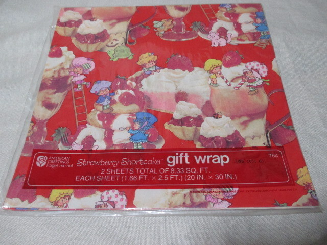 即決★USA製 ヴィンテージ Strawberry Shortcake ストロベリー ショートケーキ キャラクター☆ラッピングペーパー 2拍卖