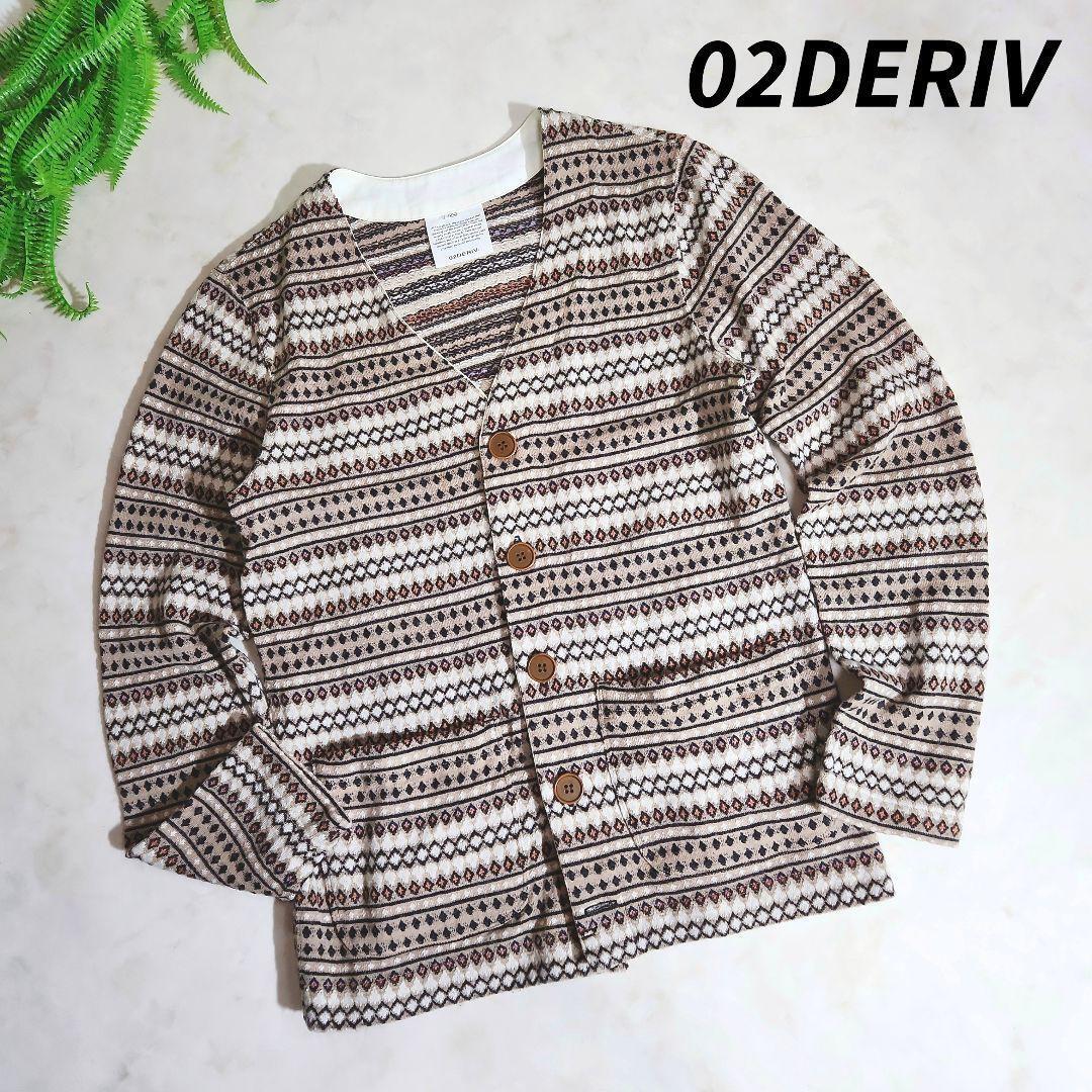 02DERIV ウール&コットン素材・カーディガン・ネイティブ風の総柄82770拍卖