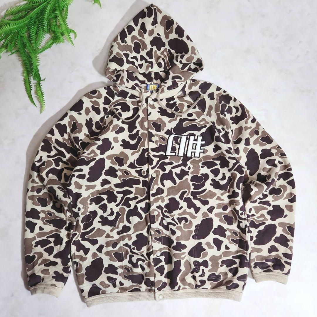 ALPHA NUMELIC カモフラ柄・裏起毛パーカー・ベージュ他 Y2K 総柄 68238拍卖