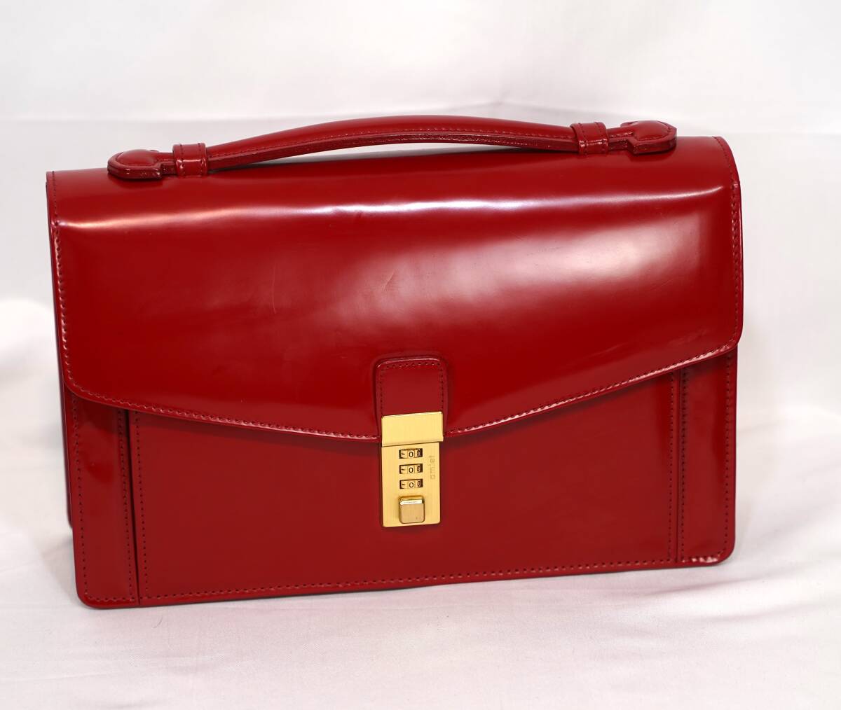 即決 希少 総コードバン ハンドバッグ 赤 レッド 最高級本革製拍卖