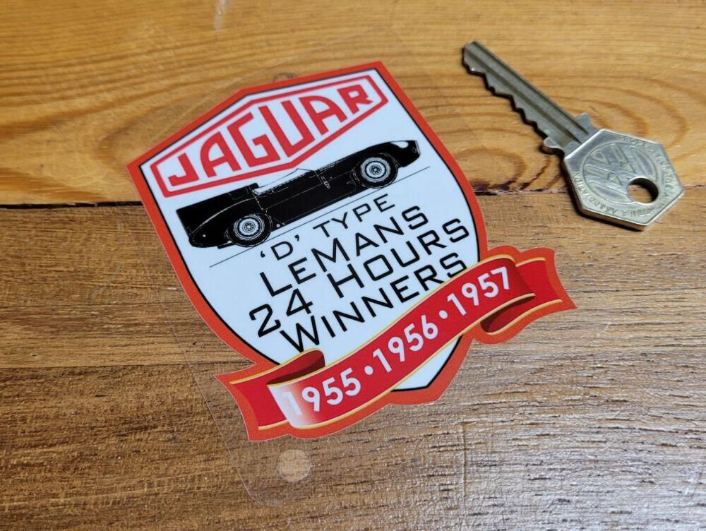 送料無料 Jaguar 'D' Type Le Mans ジャガー ル・マン24時間レース ウインドウ ステッカー 80mm x 95mm拍卖