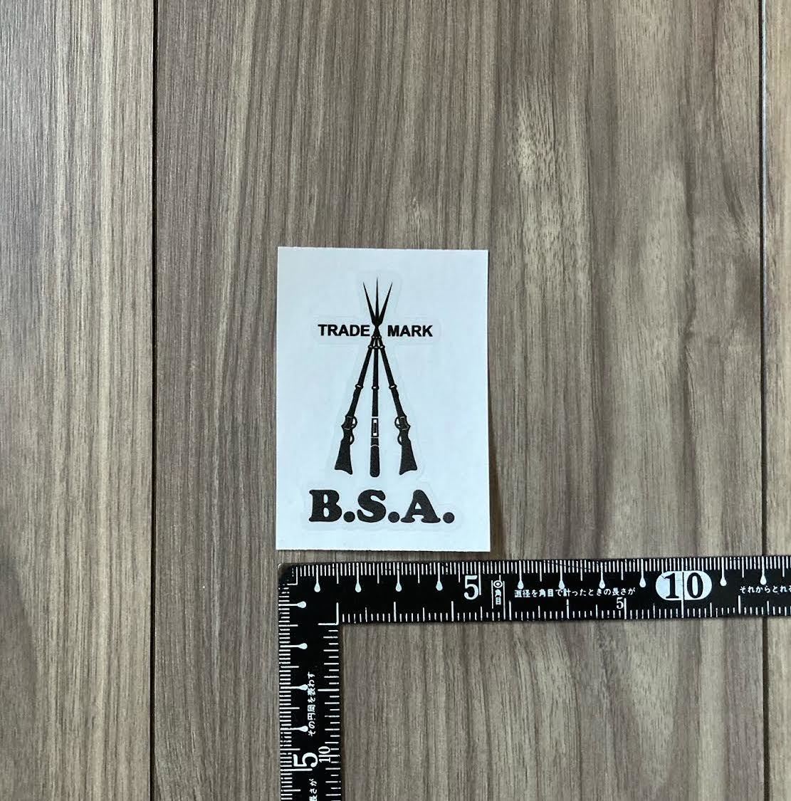 送料無料 BSA Piled Arms Black & Clear カッティング ステッカー デカール 40mm x 64mm ブラック拍卖