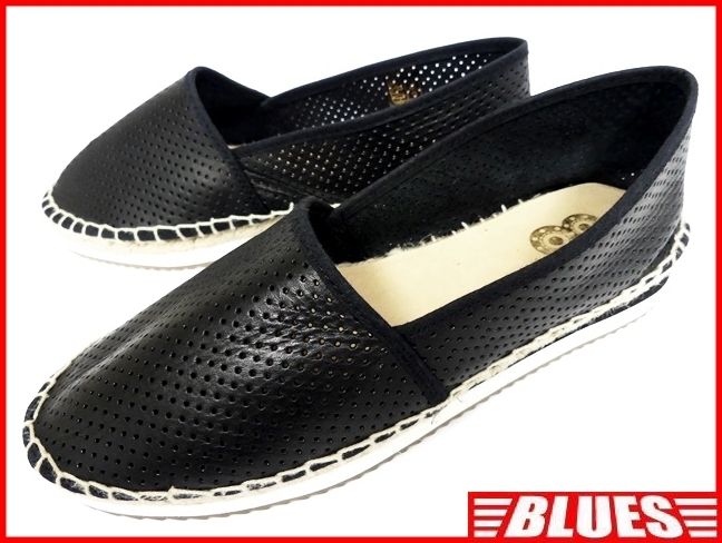 即決★スペイン製 8★25cm レザースリッポン エイト メンズ 40 黒 ブラック 本革 パンチング 本皮 ローファー 革靴 パンチング 厚底拍卖