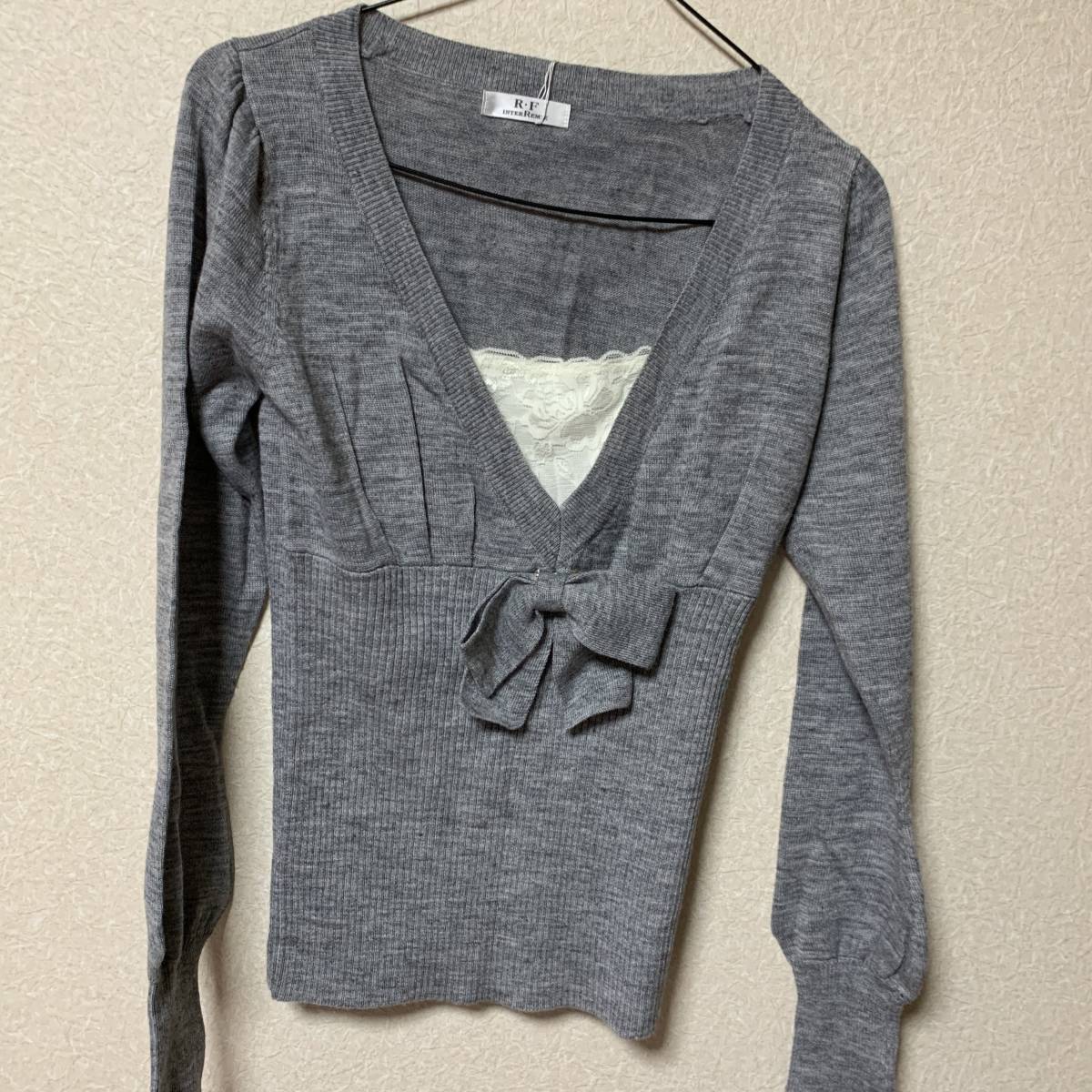 おまとめ割あり!新タグ付き おしゃれRFレースアップセーター 38 ♪拍卖