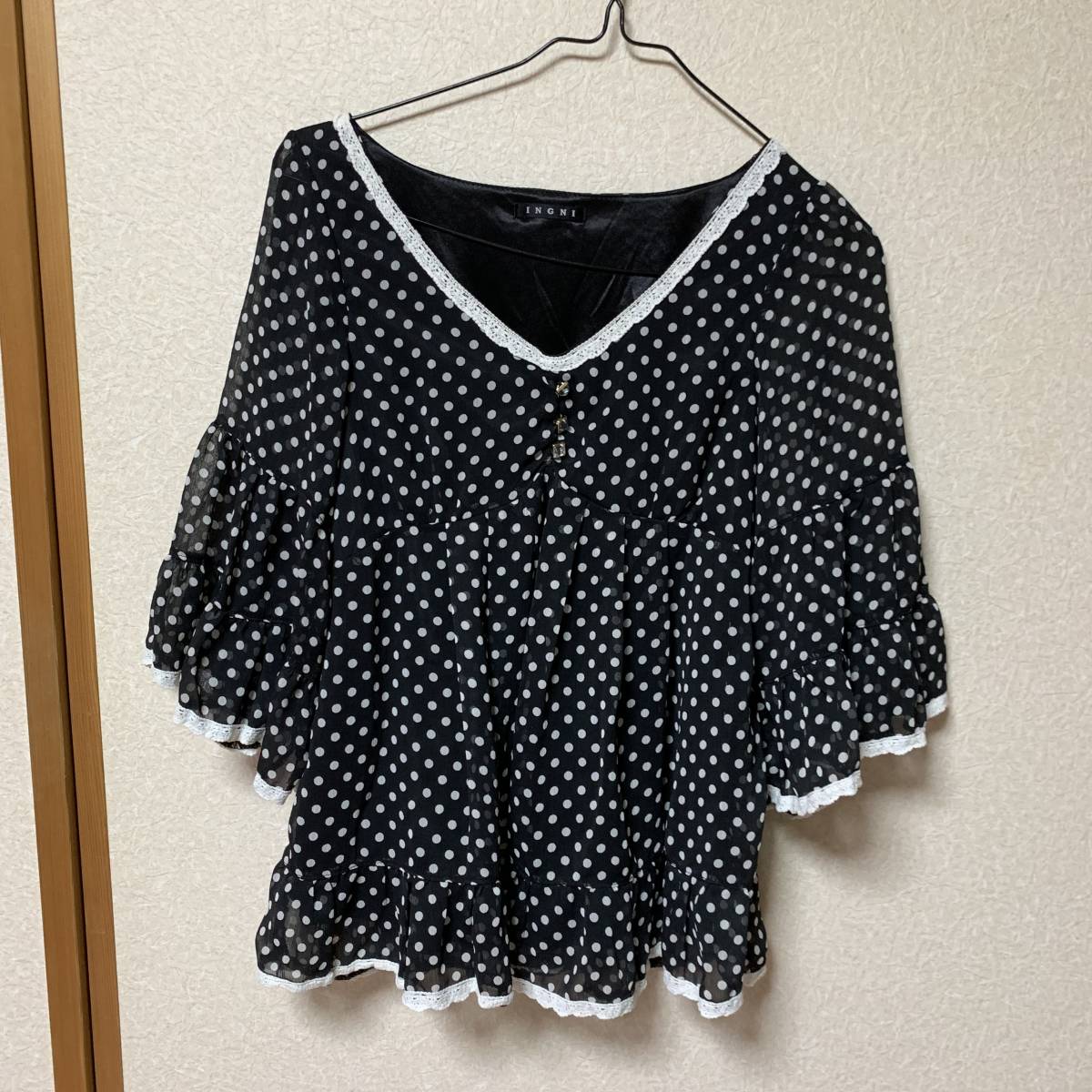 おまとめ割あり!INGNIかわいいドット♪チュニック♪レース♪M拍卖