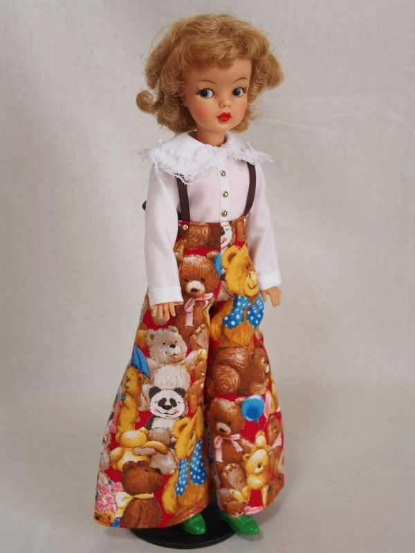 Doll Dressing♪ハンドメイド タミーちゃんサイズお洋服セット人形アウトフィット/ドレス/丸襟ブラウス/レトロ/くま柄パンツ/ドール服tammy拍卖