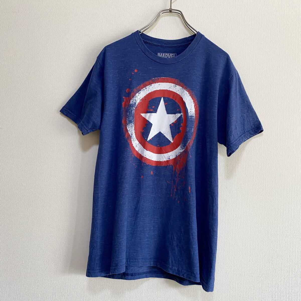 アメリカ古着 キャプテンアメリカ MARVEL ロゴ 半袖 Tシャツ マーベル 映画 ムービー Mサイズ US古着 【I577】拍卖