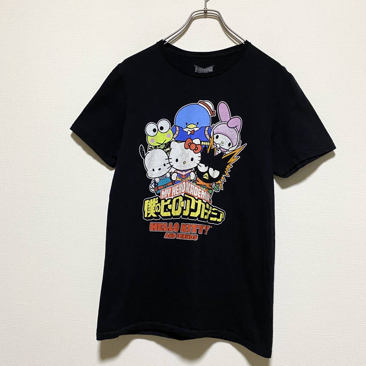 アメリカ古着 サンリオ ヒロアカ 半袖 Tシャツ 僕のヒーローアカデミア ハローキティ コラボ メキシコ製 【I637】拍卖