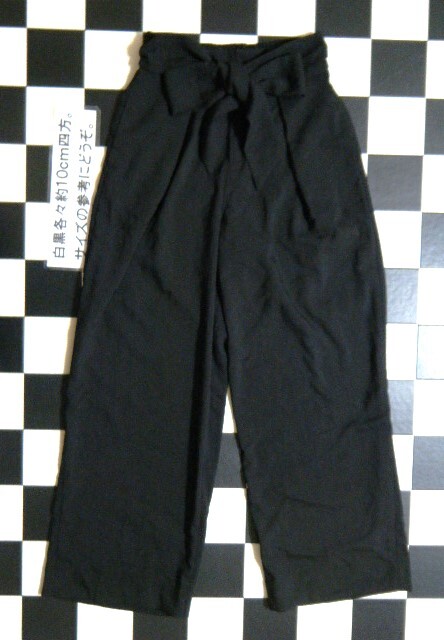 ローズバッド リボン ワイドパンツ F 黒 れ5043 ROSE BUD 薄手拍卖