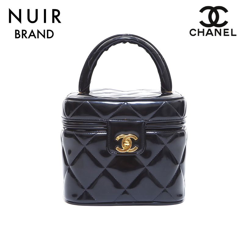 シャネル CHANEL ハンドバッグ ココマーク バニティ エナメル ミラー付き ターンロック ブラック拍卖