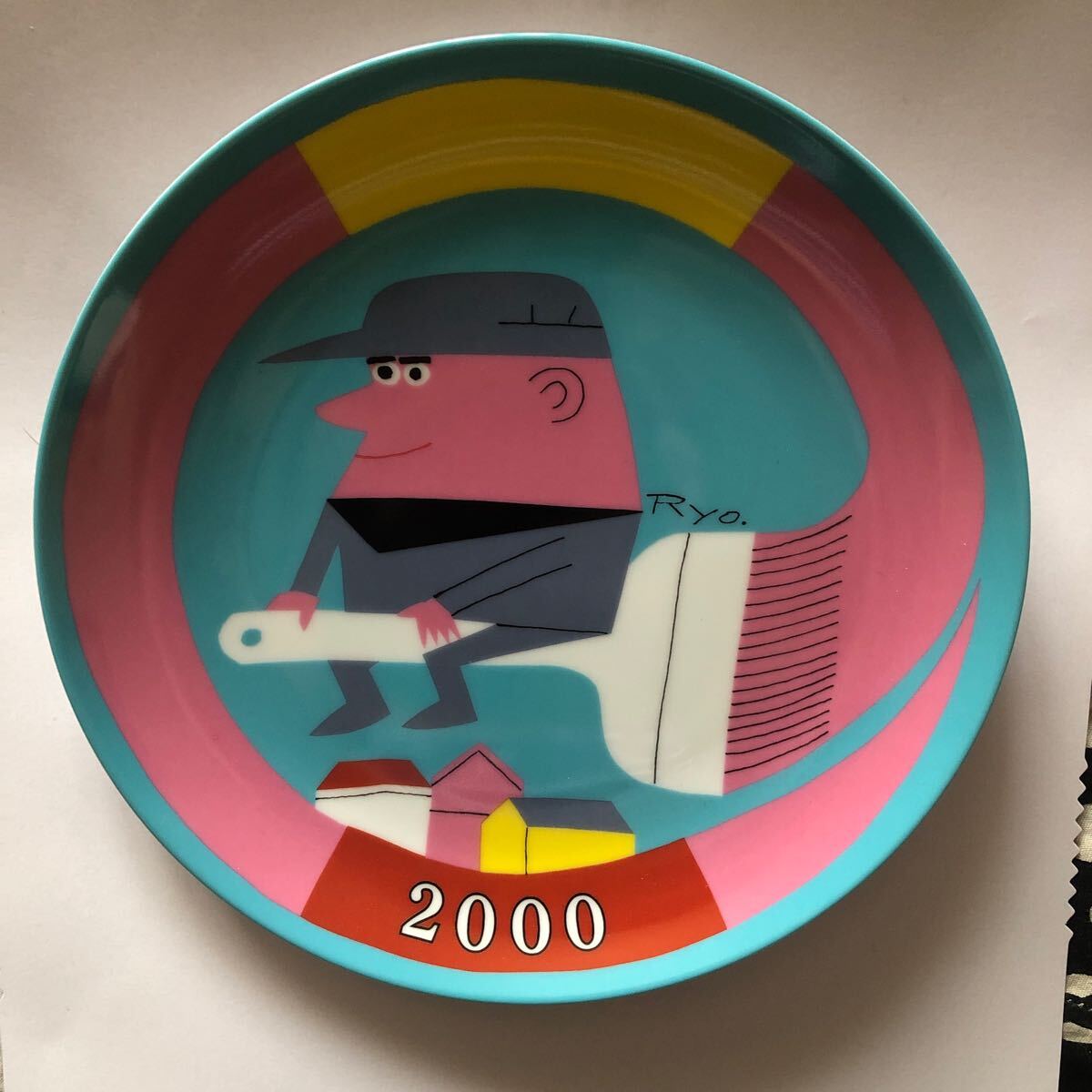 激レア希少非売品 柳原良平 画 2000年日本塗装工業記念品 TAKARADA Studio 陶器皿 飾り皿 入手困難品 アンクルトリス拍卖