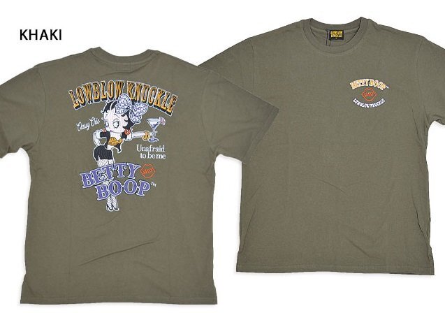 LBK×BETTY 超絶セクシー&クールBetty半袖Tシャツ◆ロウブロウナックル カーキMサイズ 554365 ベティーちゃん 刺繍拍卖