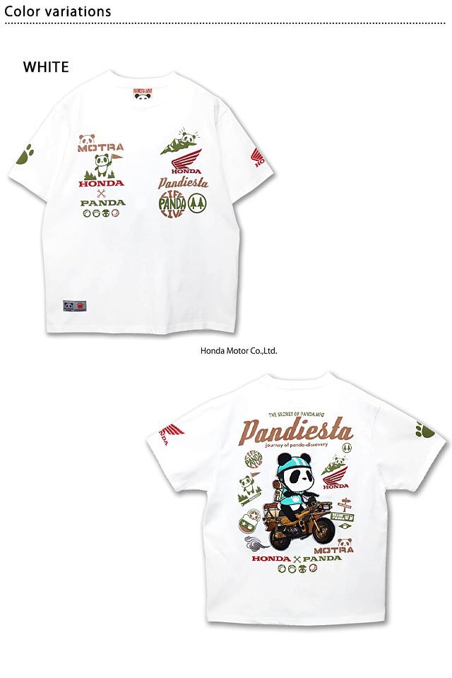 HONDA×PANDIESTA Motora Adventure Ride半袖Tシャツ◆PANDIESTA JAPAN ホワイトMサイズ 554500 パンディエスタ パンダ 本田拍卖