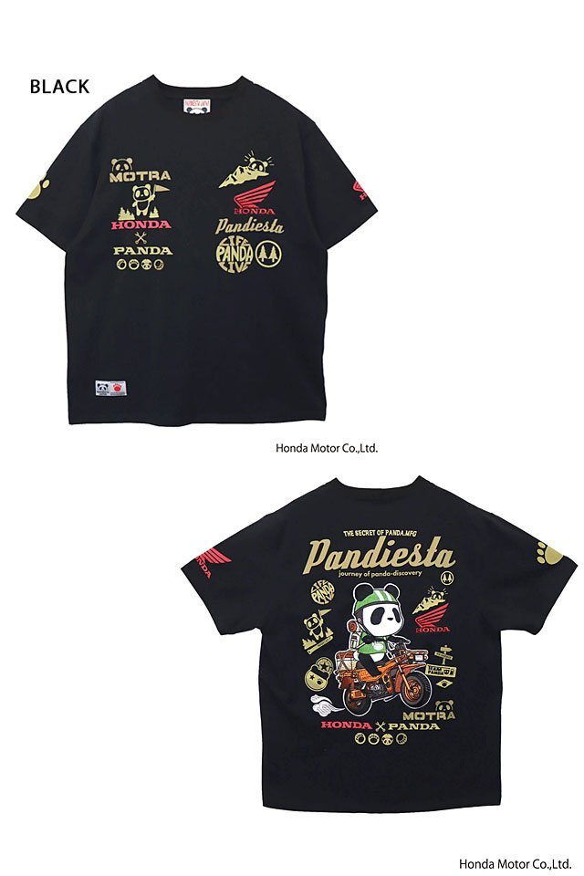 HONDA×PANDIESTA Motora Adventure Ride半袖Tシャツ◆PANDIESTA JAPAN ブラックLサイズ 554500 パンディエスタ パンダ 本田拍卖