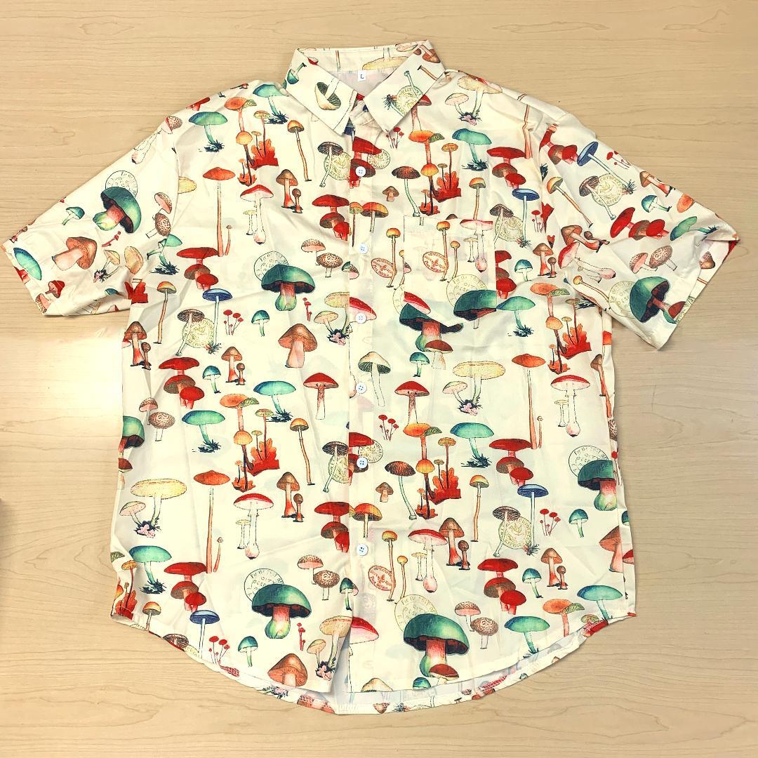 ★送料無料★ キノコ柄 半袖シャツ サイズL ☆新品未使用品☆ きのこ柄 茸柄拍卖