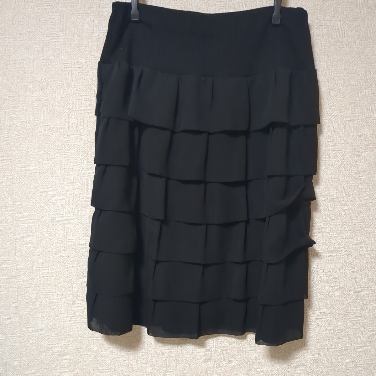 スカート ティアード 姫スカート ブラック 黒 シフォン フリル 拍卖