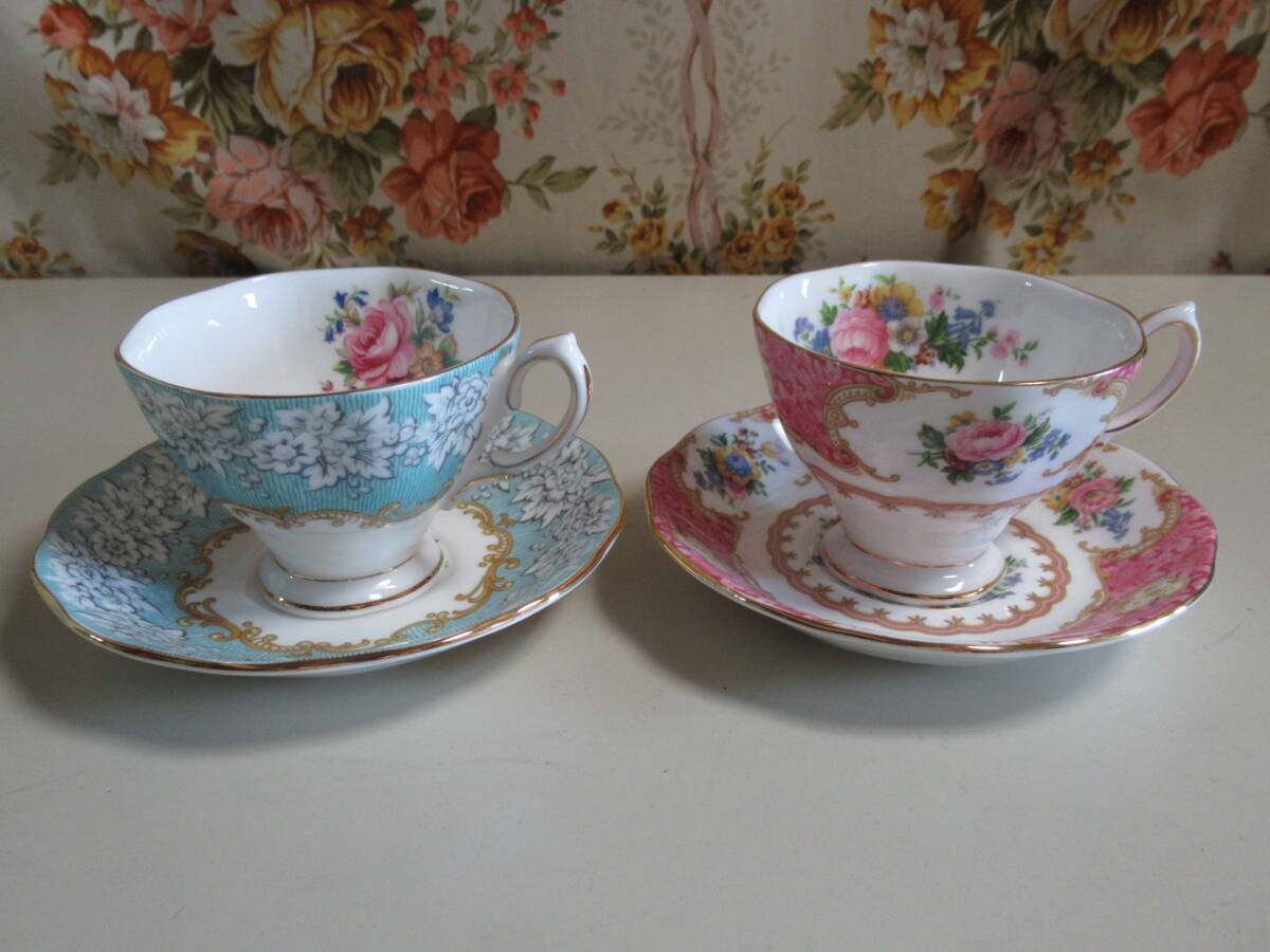 R6 06★OYAL ALBERT ロイヤルアルバート カップ&ソーサー 2客 レディーカーライル Enchantment エンチャントメント 英国 拍卖