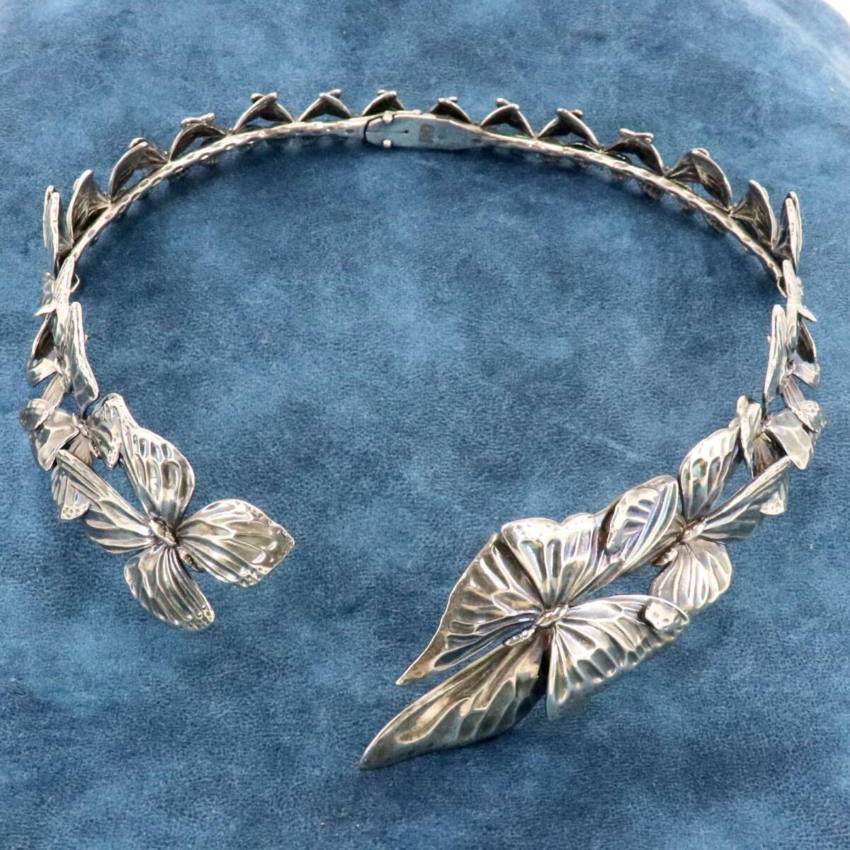 ジョージジェンセン シルバー925 蝶々 バタフライ 燻し アスキルコレクション チョーカー ネックリング GeorgJensen ネックレス /24-147L拍卖