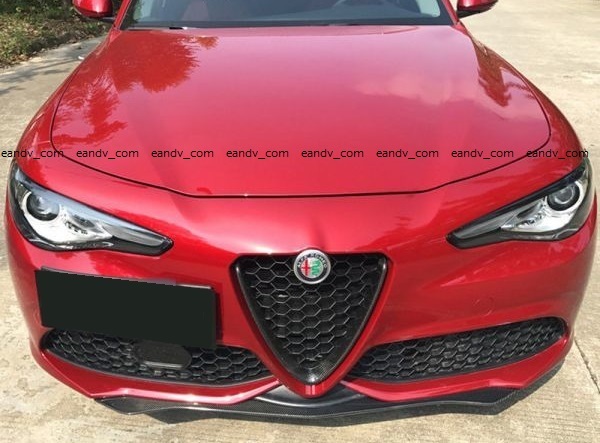 即納アルファロメオ ジュリア リアル本物ブラック綾織カーボン フロントリップ スポイラー バンパー アンダー カバー エアロ スプリッター 拍卖