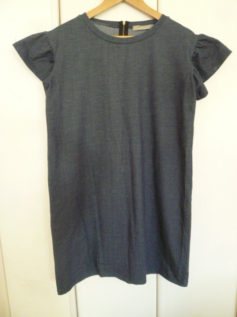 UNITED ARROWS/ユナイテッドアローズ◇デニム風素材フリル袖ワンピース◇半袖膝丈◇A77op拍卖