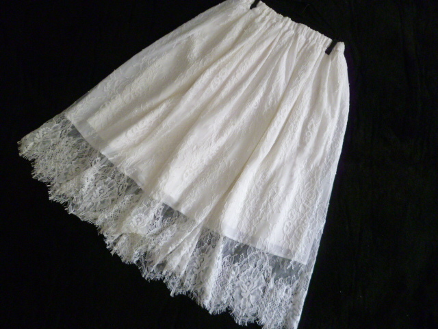 Ande miu/アダストリア◇白総レース姫系ロングフレアースカートF/ホワイト◇A79sk拍卖