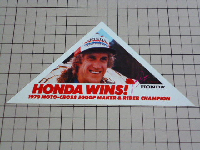 正規品 1979 MOTO CROSS 500GP MAKER & RIDER CHAMPION HONDA WINS! ステッカー 当時物 です(約166×84mm) 70年代 70s ホンダ モトクロス拍卖