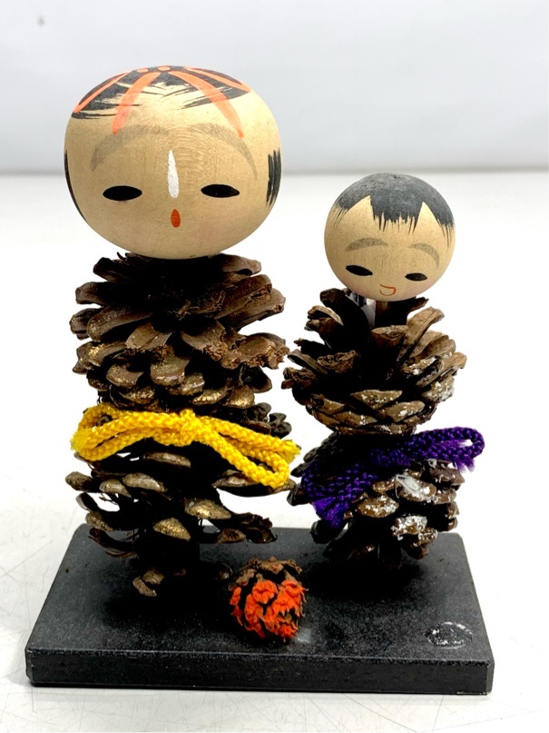 希少 こけし 松ぼっくり 親子 兄弟 珍品 昭和レトロ ヴィンテージ 6960 TG拍卖